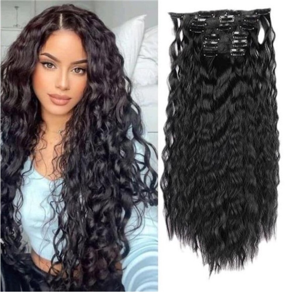 6PCS Clip in Hair Extensions Black